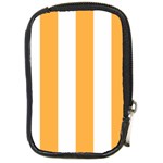 Vertical Stripes - White and Pastel Orange Compact Camera Leather Case