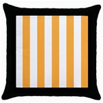 Vertical Stripes - White and Pastel Orange Throw Pillow Case (Black)
