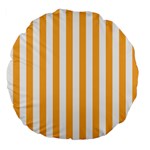 Vertical Stripes - White and Pastel Orange Large 18  Premium Flano Round Cushion