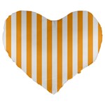 Vertical Stripes - White and Pastel Orange Large 19  Premium Heart Shape Cushion