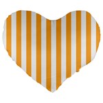 Vertical Stripes - White and Pastel Orange Large 19  Premium Flano Heart Shape Cushion