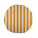 Vertical Stripes - White and Pastel Orange Standard 15  Premium Round Cushion