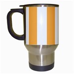 Vertical Stripes - White and Pastel Orange Travel Mug (White)