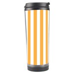 Vertical Stripes - White and Pastel Orange Travel Tumbler