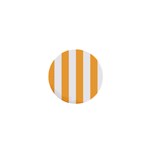 Vertical Stripes - White and Pastel Orange 1  Mini Button