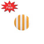 Vertical Stripes - White and Pastel Orange 1  Mini Magnet (10 pack)