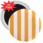 Vertical Stripes - White and Pastel Orange 3  Magnet (10 pack)