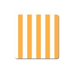 Vertical Stripes - White and Pastel Orange Magnet (Square)