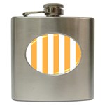 Vertical Stripes - White and Pastel Orange Hip Flask (6 oz)