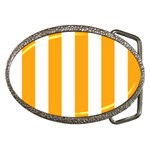Vertical Stripes - White and Dark Tangerine Orange Belt Buckle