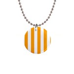 Vertical Stripes - White and Dark Tangerine Orange 1  Button Necklace