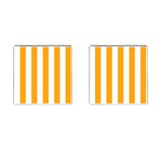 Vertical Stripes - White and Dark Tangerine Orange Cufflinks (Square)