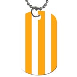 Vertical Stripes - White and Dark Tangerine Orange Dog Tag (One Side)