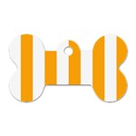 Vertical Stripes - White and Dark Tangerine Orange Dog Tag Bone (Two Sides)