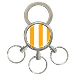 Vertical Stripes - White and Dark Tangerine Orange 3-Ring Key Chain