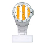 Vertical Stripes - White and Dark Tangerine Orange Nurses Watch