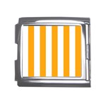Vertical Stripes - White and Dark Tangerine Orange Mega Link Italian Charm (18mm)