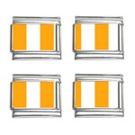 Vertical Stripes - White and Dark Tangerine Orange 9mm Italian Charm (4 pack)