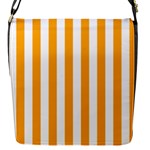 Vertical Stripes - White and Dark Tangerine Orange Flap Closure Messenger Bag (S)