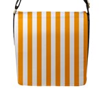 Vertical Stripes - White and Dark Tangerine Orange Flap Closure Messenger Bag (L)