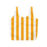 Vertical Stripes - White and Dark Tangerine Orange Full Print Recycle Bag (S)