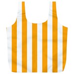 Vertical Stripes - White and Dark Tangerine Orange Full Print Recycle Bag (XL)