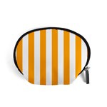 Vertical Stripes - White and Dark Tangerine Orange Accessory Pouch (Small)