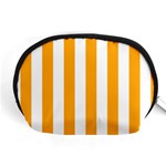 Vertical Stripes - White and Dark Tangerine Orange Accessory Pouch (Medium)