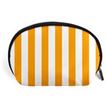 Vertical Stripes - White and Dark Tangerine Orange Accessory Pouch (Large)