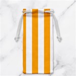 Vertical Stripes - White and Dark Tangerine Orange Jewelry Bag