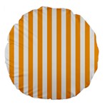 Vertical Stripes - White and Dark Tangerine Orange Large 18  Premium Flano Round Cushion
