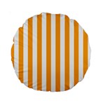 Vertical Stripes - White and Dark Tangerine Orange Standard 15  Premium Round Cushion