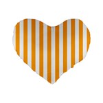 Vertical Stripes - White and Dark Tangerine Orange Standard 16  Premium Flano Heart Shape Cushion