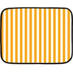 Vertical Stripes - White and Dark Tangerine Orange Double Sided Fleece Blanket (Mini)
