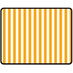 Vertical Stripes - White and Dark Tangerine Orange Fleece Blanket (Medium) (One Side)