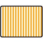 Vertical Stripes - White and Dark Tangerine Orange Double Sided Fleece Blanket (Large) (Two Sides)
