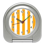 Vertical Stripes - White and Dark Tangerine Orange Desk Alarm Clock