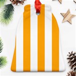 Vertical Stripes - White and Dark Tangerine Orange Ornament (Bell)
