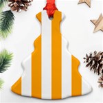 Vertical Stripes - White and Dark Tangerine Orange Ornament (Christmas Tree)