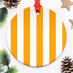 Vertical Stripes - White and Dark Tangerine Orange Round Ornament (Two Sides)