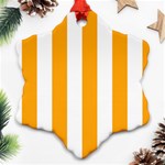 Vertical Stripes - White and Dark Tangerine Orange Ornament (Snowflake)