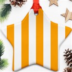 Vertical Stripes - White and Dark Tangerine Orange Star Ornament (Two Sides)