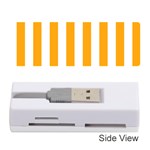 Vertical Stripes - White and Dark Tangerine Orange Memory Card Reader (Stick)