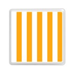 Vertical Stripes - White and Dark Tangerine Orange Memory Card Reader with Storage (Square)