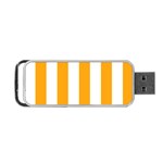 Vertical Stripes - White and Dark Tangerine Orange Portable USB Flash (Two Sides)