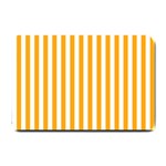 Vertical Stripes - White and Dark Tangerine Orange Small Doormat