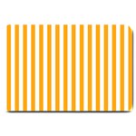 Vertical Stripes - White and Dark Tangerine Orange Large Doormat