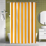 Vertical Stripes - White and Dark Tangerine Orange Shower Curtain 48  x 72  (Small)