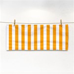 Vertical Stripes - White and Dark Tangerine Orange Hand Towel