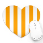 Vertical Stripes - White and Dark Tangerine Orange Heart Mousepad
